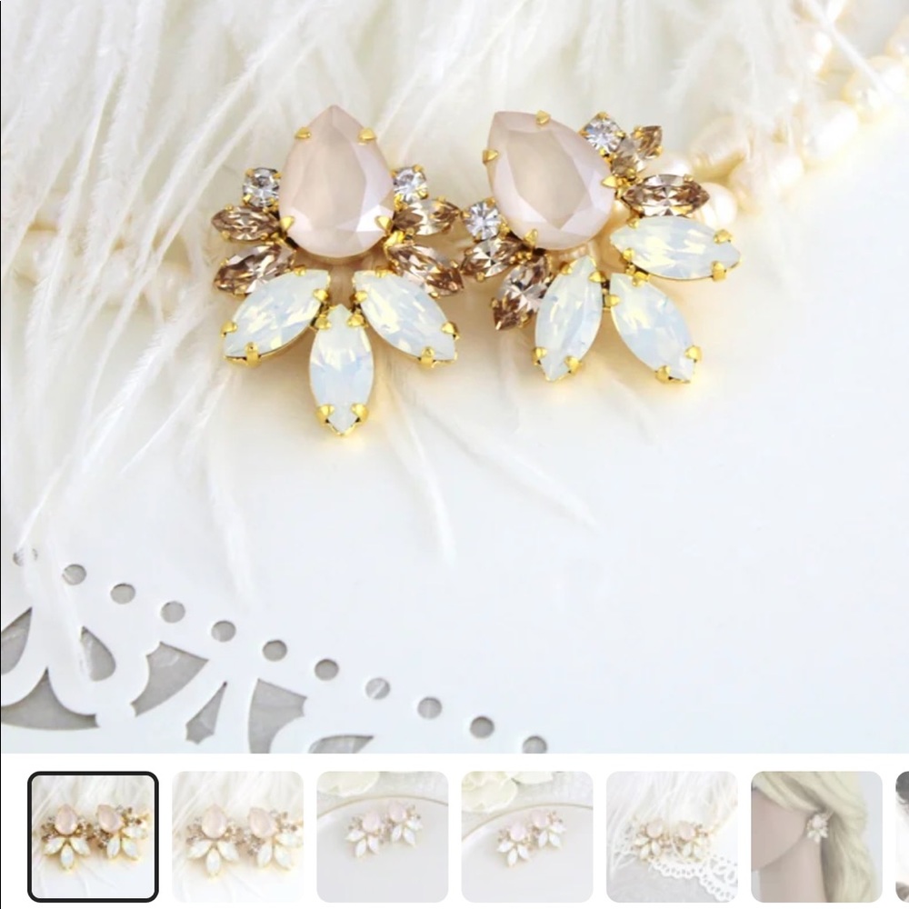 Rose Gold Swarovski & Opal statement/bridal/wedding/special occasion earrings